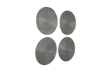 Ripple Wall Disc, Set of 4, Resin, LG, Polished Aluminum