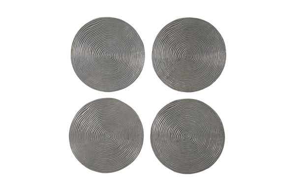 Ripple Wall Disc, Set of 4, Resin, LG, Polished Aluminum