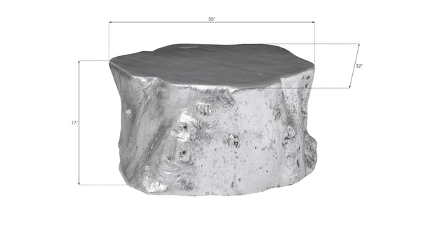 Log Coffee Table, Silver Leaf