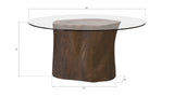 Log Dining Table, 60" Glass Top, Bronze