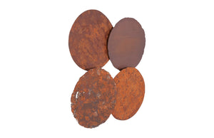 Cast Oil Drum Wall Discs, Resin, Rust Finish, Set of 4