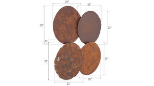 Cast Oil Drum Wall Discs, Resin, Rust Finish, Set of 4