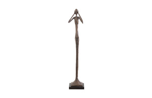 Hear No Evil Slender Sculpture, Small, Resin, Bronze Finish