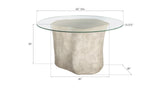 Log Dining Table, 60" Glass Top, Roman Stone