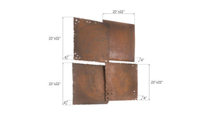 Cast Square Oil Drum Wall Tiles, Resin, Rust Finish, Set of 4