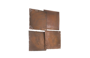 Cast Square Oil Drum Wall Tiles, Resin, Rust Finish, Set of 4
