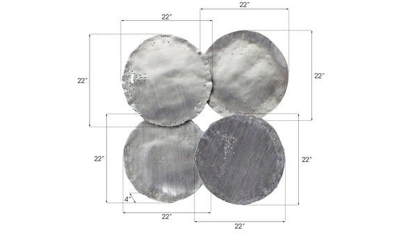 Cast Oil Drum Wall Discs, Silver Leaf, Set of 4