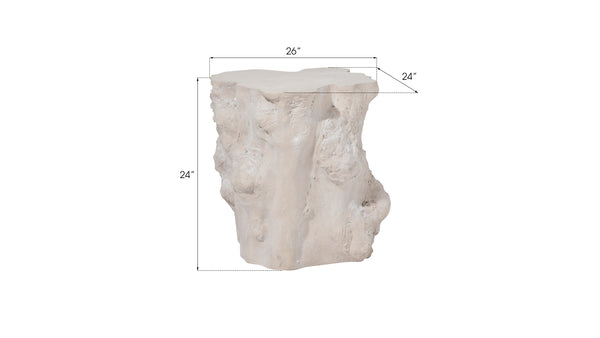 Log Side Table, Roman Stone