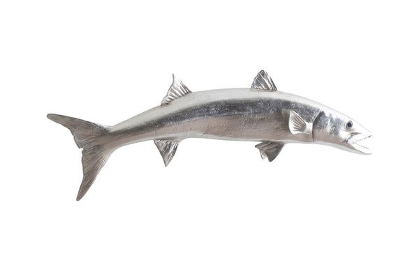 Barracuda Fish Wall Sculpture, Resin, Silver Leaf