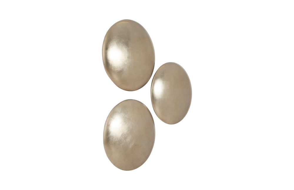 Orb Wall Tiles, Set of 3, Platinum Leaf