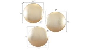 Orb Wall Tiles, Set of 3, Gold Leaf
