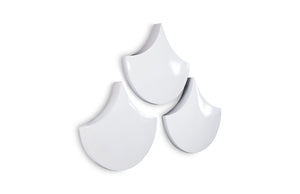 Scales Wall Tiles, Glossy White, Set of 3