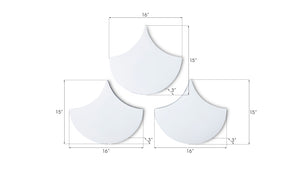 Scales Wall Tiles, Glossy White, Set of 3