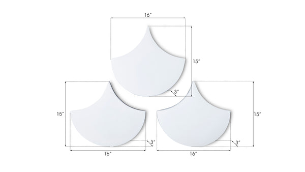 Scales Wall Tiles, Glossy White, Set of 3