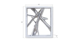 Framed Branches Wall Tile, White, Silver Leaf