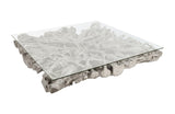 Square Root Cast Coffee Table, With Glass