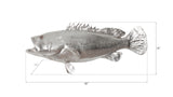 Estuary Cod Fish Wall Sculpture, Resin, Silver Leaf