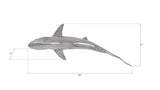 Whaler Shark Fish Wall Sculpture, Resin, Polished Aluminum Finish