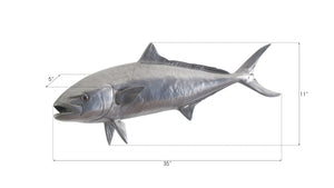 Yellow Tailed King Fish Wall Sculpture, Resin, Polished Aluminum Finish
