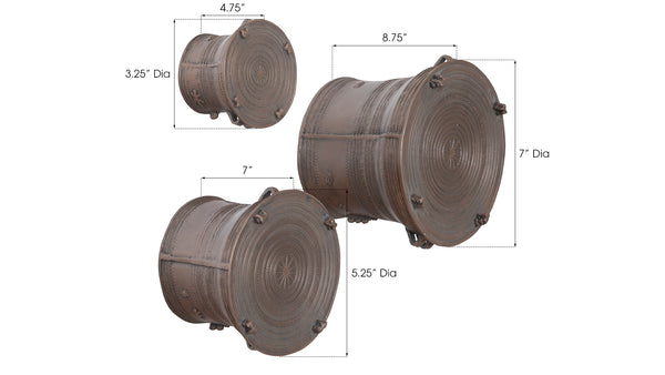 Laotian Rain Drums, Set of 3, Bronze