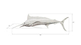 Blue Marlin Fish Wall Sculpture, Resin, Silver Leaf