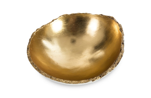 Broken Egg Bowl, White and Gold Leaf