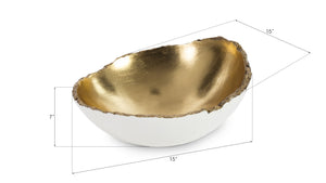 Broken Egg Bowl, White and Gold Leaf