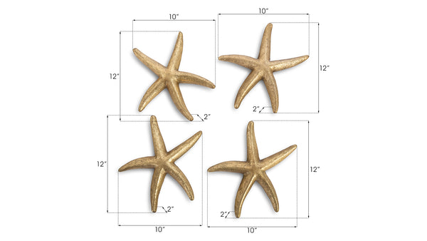 Starfish, Gold Leaf, Set of 4, SM