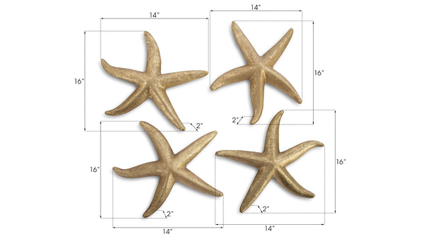 Starfish, Gold Leaf, Set of 4, MD