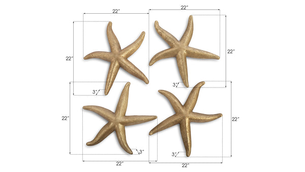 Starfish, Gold Leaf, Set of 4, LG