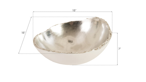 Broken Egg Bowl, White and Silver Leaf
