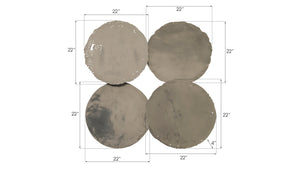 Cast Oil Drum Wall Discs, Liquid Silver, Set of 4