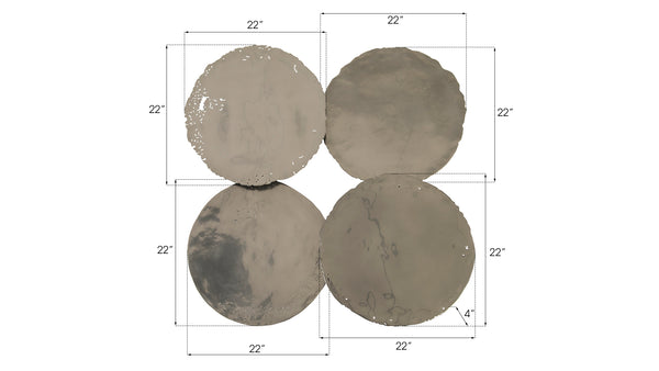 Cast Oil Drum Wall Discs, Liquid Silver, Set of 4