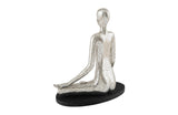 Yoga Figure, Meditating, Silver Leaf, With Lines
