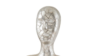 Yoga Figure, Meditating, Silver Leaf, With Lines