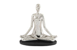 Yoga Figure, Meditating, Silver Leaf, With Lines