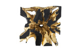 Agnes Root Cast Coffee Table, Black, Gold Leaf