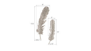 Feathers Wall Art, Small, Silver Leaf, Set of 2