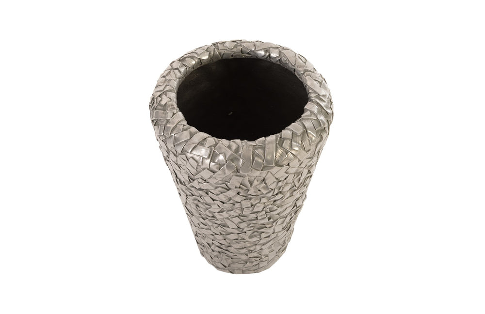 Barren Planter, Small, Resin, Polished Aluminum Finish