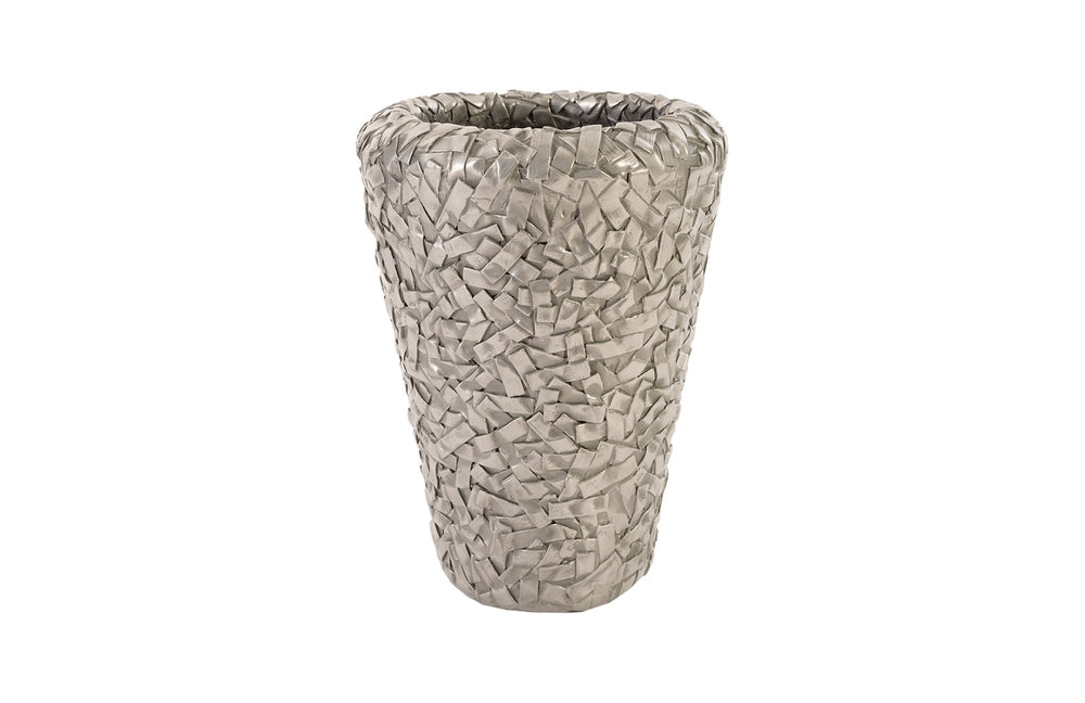 Barren Planter, Small, Resin, Polished Aluminum Finish