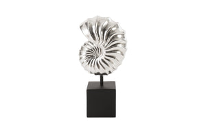Nautilus Shell on Base, Silver Leaf