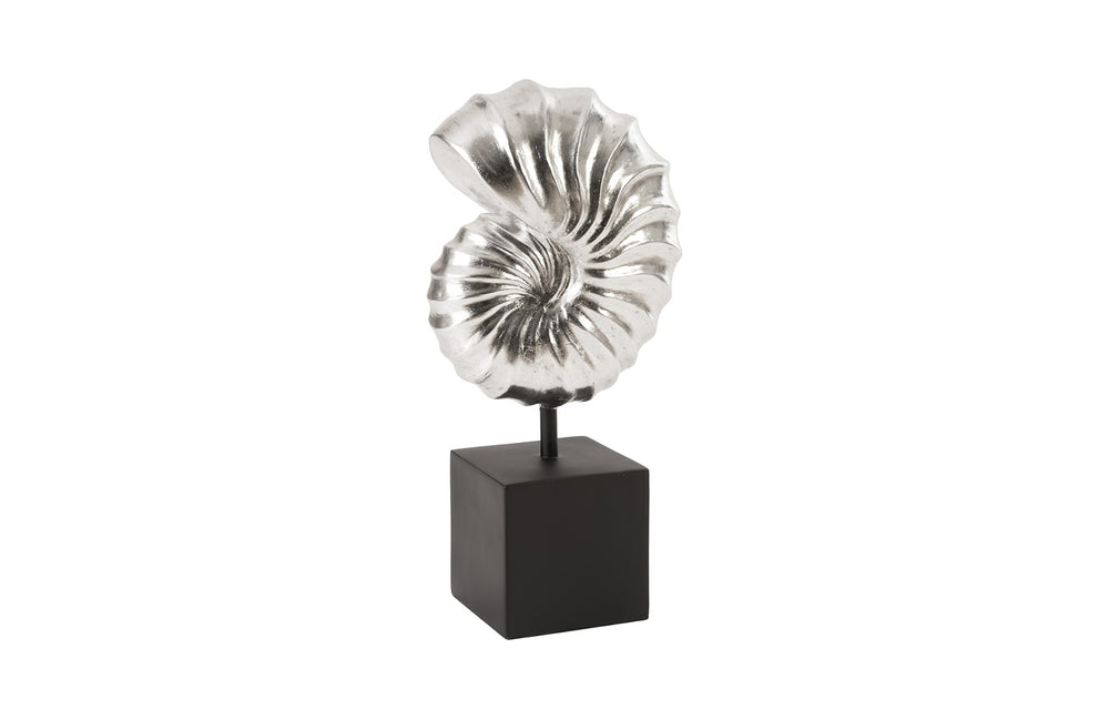 Nautilus Shell on Base, Silver Leaf