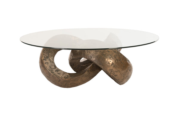 Trifoil Coffee Table, Bronze w/ Glass
