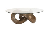 Trifoil Coffee Table, Bronze w/ Glass