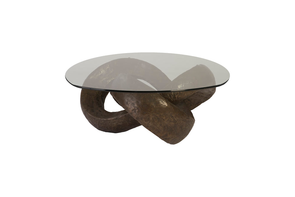 Trifoil Coffee Table, Bronze w/ Glass