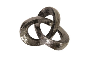 Trifoil Coffee Table, Liquid Silver w/Glass