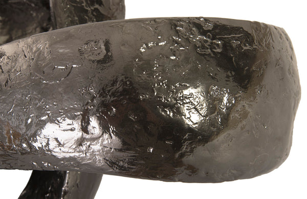 Trifoil Coffee Table, Liquid Silver w/Glass