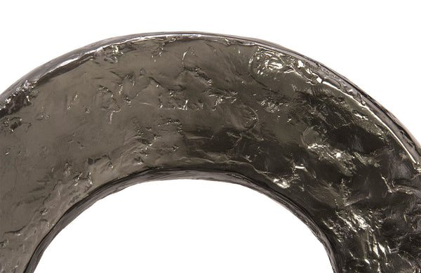 Trifoil Coffee Table, Liquid Silver w/Glass