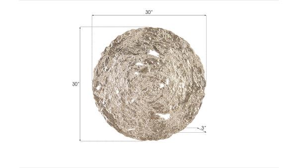 Molten Wall Disc, Medium, Silver Leaf