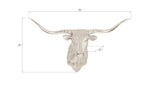 Longhorn Bull Wall Art, Resin, Silver Leaf